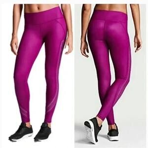 Victoria Secret Sport Knockout Tight Pants Pink Plum Laser Cut Women’s Small